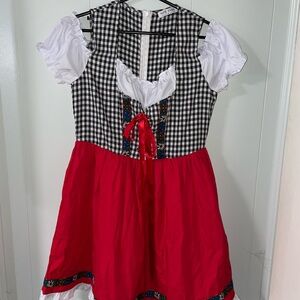 Red & Black Gingham Oktoberfest-Style Women's Costume Dress